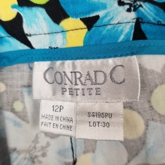 CONRAD C a-line skirt floral black turquoise 12P - Picture 5 of 6